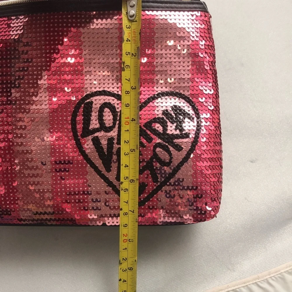 Victoria’s Secret pink and black sequin cosmetic or toiletries bag